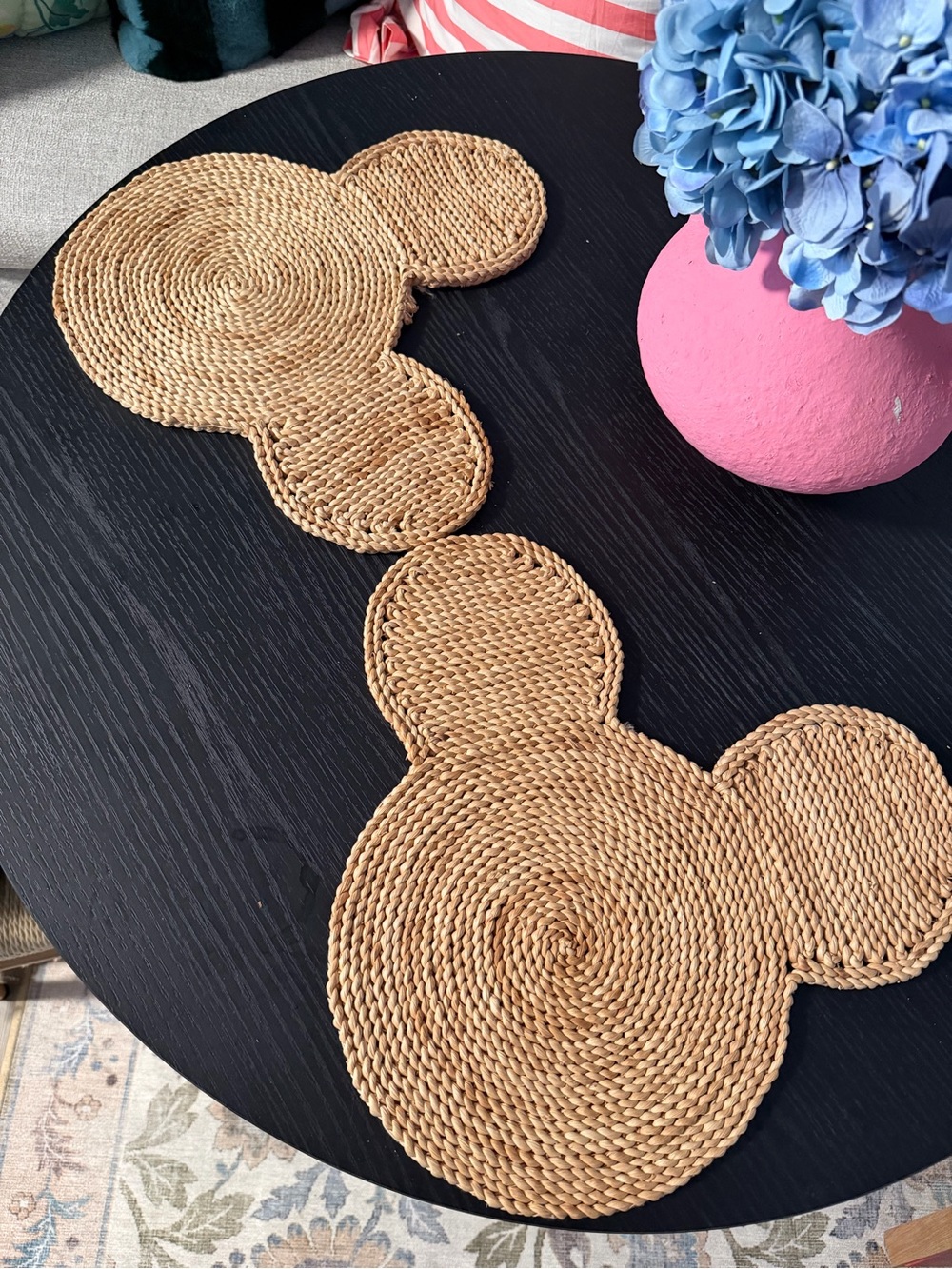 Disney Mickey ear Natural Woven Placemat Set - Tan Round Mickey Ear Design